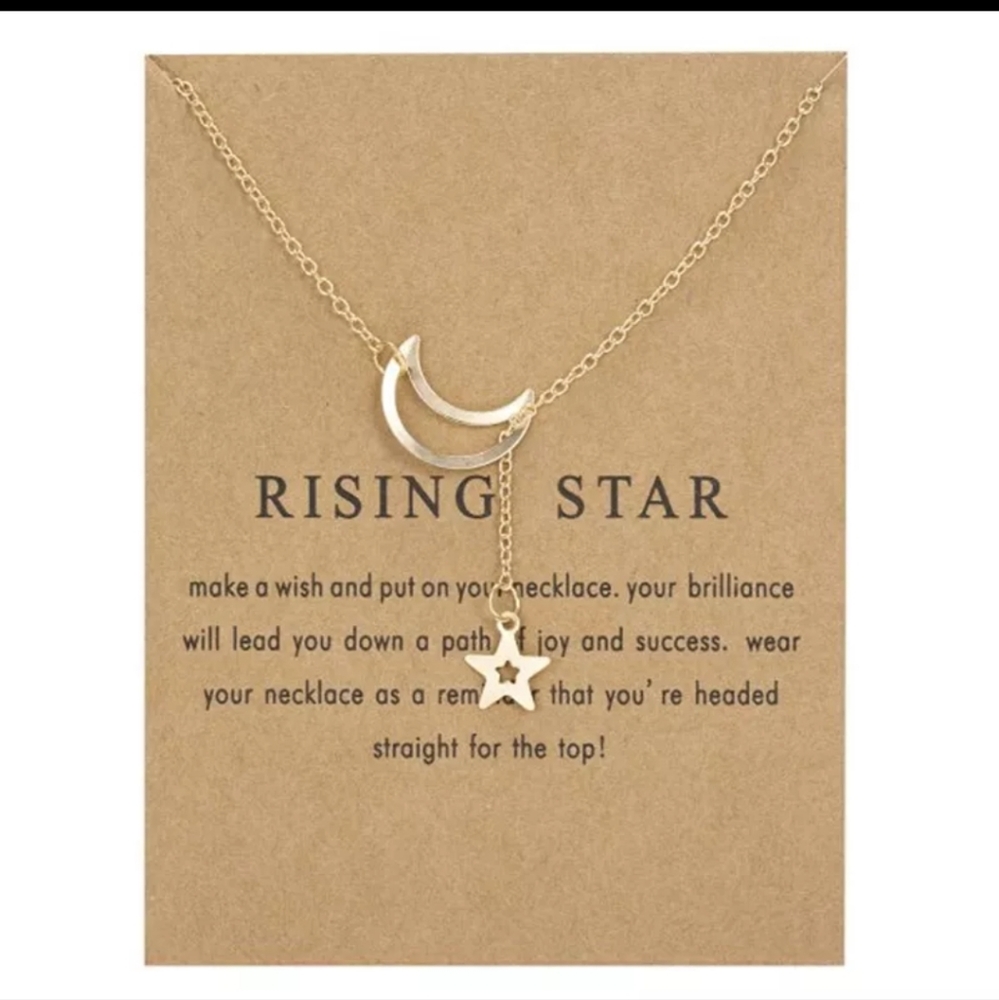 Rising Star Moon Gold Tone Chain Link 18" Necklace